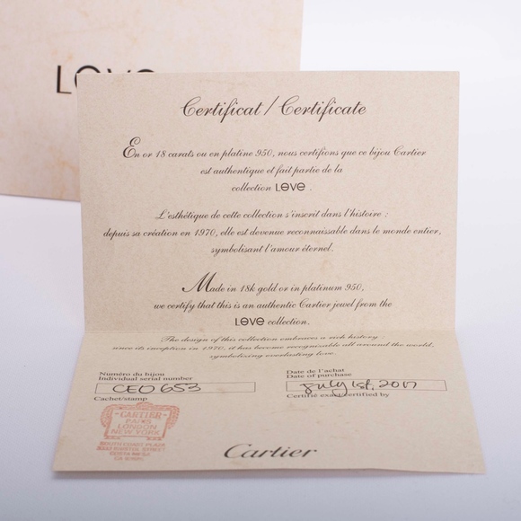 SOLD Cartier 18k White Gold Love Ring with Receipt - Picture 6 of 7